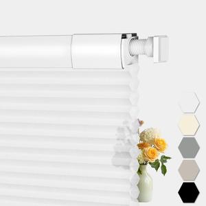 No Tools No Drill Cellular Shades Cordless, Light Filtering Cellular Blinds, Thermal Insulated Honeycomb Indoor Windows Shades for Home Office Kitchen, Easy to Install, Custom Size, White (Light Filtering-white)