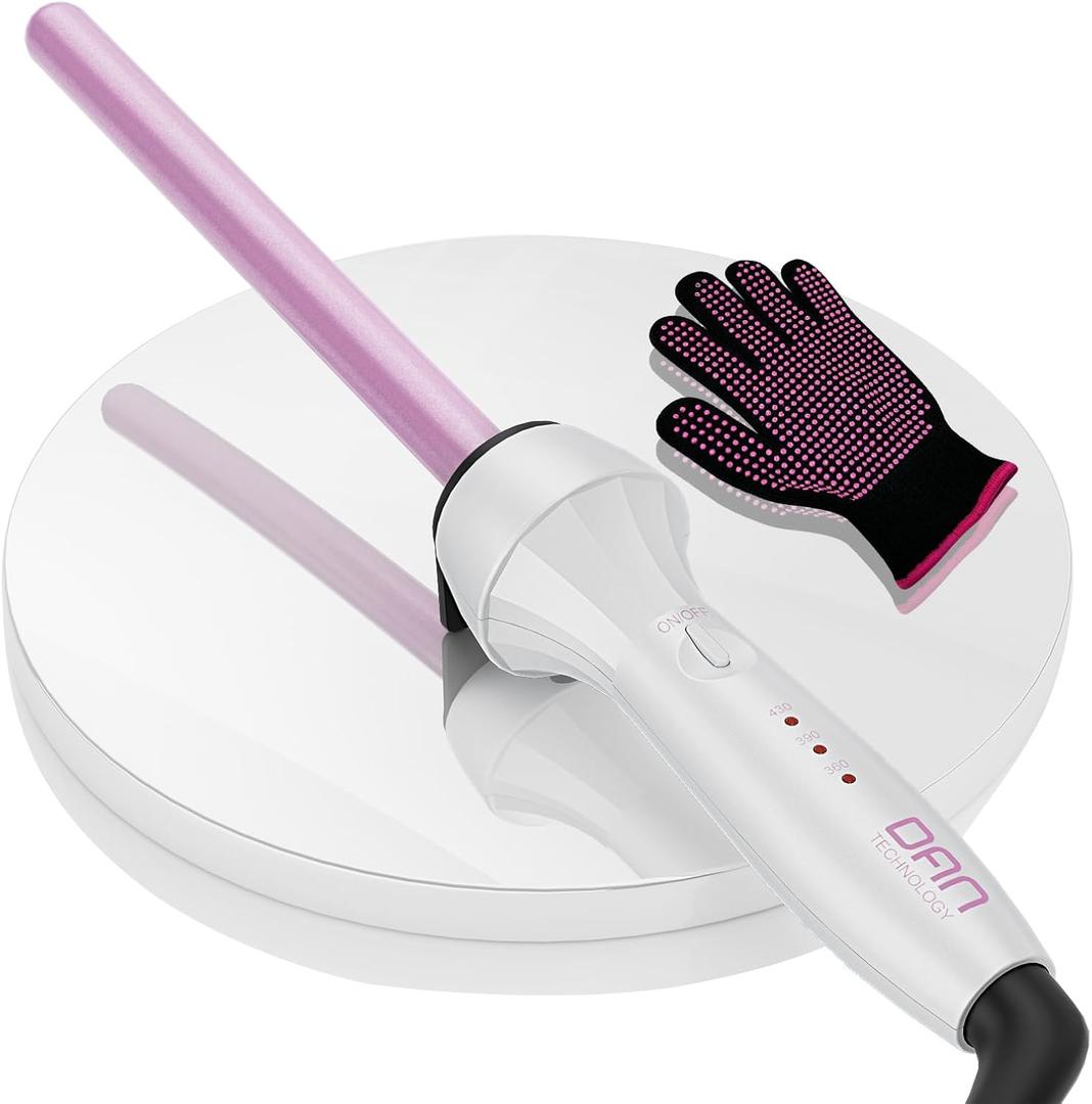DAN Technology Curling Iron, 1/2 inch, Thin Curling Wand, Adjustable Temperature, Tourmaline Impregnated Ceramic Barrel, Dual Voltage Hair Wand, 60 min Shut Off (White)