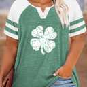 VISLILY Plus-Size Tops for Women Summer V Neck T Shirts Color Block Raglan Tees XL-4XL (M)