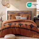 MaiRve Embroidery Comforter Set, Boho Farmhouse Western Bedding Set, All Season Bed in A Bag Comforter Set with Sheets, Pillowcases & Shams, Burnt Orange California King 7 Pieces