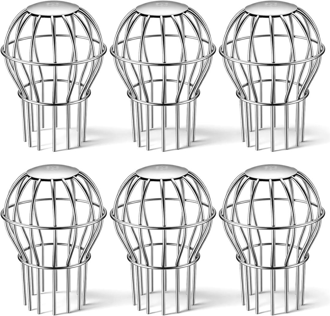 6 Pack Gutter Guard 3 Inch, 304 Stainless Steel Filter Strainer Fits 2.8" to 3.7" Downspout Filter Protector for Blockage Leaves, Seeds, Twigs and Debris