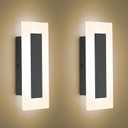 LMQNINE Modern LED Acrylic Black Wall Sconce Warm White Light 3000K for Bedroom Corridor Stairs Bathroom Indoor Lighting Fixture Lamps Home Room Decor (2-Pack)…, Not Dimmable-Warm Light-2Pack