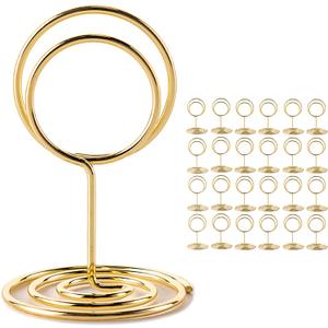 Hoewina 26Pcs Table Number Holders, Place Card Holder, Wire Picture Holder, Small Size Table Card Holders, Photo Holder for Centerpieces, Wedding Reception, Party, Birthday (Gold)