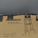 Freestanding Garden Hose Reel holds 125ft Hose of 5/8" with 4 Hooks, 4-Spike Outdoor Hose Holder with 3.9ft Leader Hose & Brass Fitting, Detachable Metal Hose Stand with Storage Rack, Black