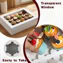 10 Pack Cupcake Boxes with Window and Inserts, 24 Pcs Mini Cupcakes Container Corrugated White Bakery Boxes for Birthday Holiday Party Bakery Supplies (15x11x4 Inch)