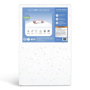 Delta Children Twinkle Galaxy Limited 4-inch Mini Crib Mattress - Premium Sustainably Sourced Fiber Core - Waterproof - GREENGUARD Gold Certified (Non-Toxic)