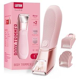 LGTGH Bikini Trimmer for Women: Mirror Electric Shaver for Body Pubic Hair with LED Light, IPX7 Waterproof Portable Lady Facial Razor with Ceramic Blade, Rechargeable Body Groomer for Leg, Arm, Underarm