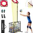 Volleyball Training Equipment, Volleyball Net System with Freely Height-Adjustable for Backyard, Volleyball Practice Net for Serving Setting Spiking, Easy Set Up for Indoor and Outdoor Use, 18"