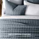 EVERGRACEHOME 100% Cotton Box Stitch Quilt Set, Oversized King, Midnight Blue, Oversized Cal King (118" x 106")