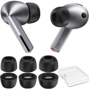 AhaStyle Memory Foam Earbud Tips for Samsung Galaxy Buds4 Pro (2026) & Galaxy Buds3 Pro (2024) 3 Pairs S/M/L Ultimate Comfort Noise Canceling Memory Foam Ear Replacement Tip with Portable Storage Box