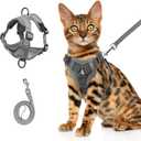 Wanheart cat Chest Harness and Leash, Anti-Escape Adjustable Soft mesh cat Leash and Chest Harness Set for All Types of Cats cat Vests (Grey, 11.02-16.5lb)