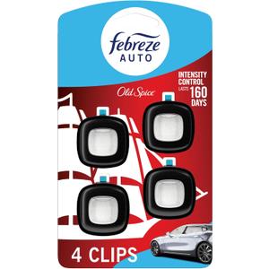 Febreze Car Air Freshener Vent Clip Old Spice Scent, .07 oz. Car Vent Clip, Pack of 4