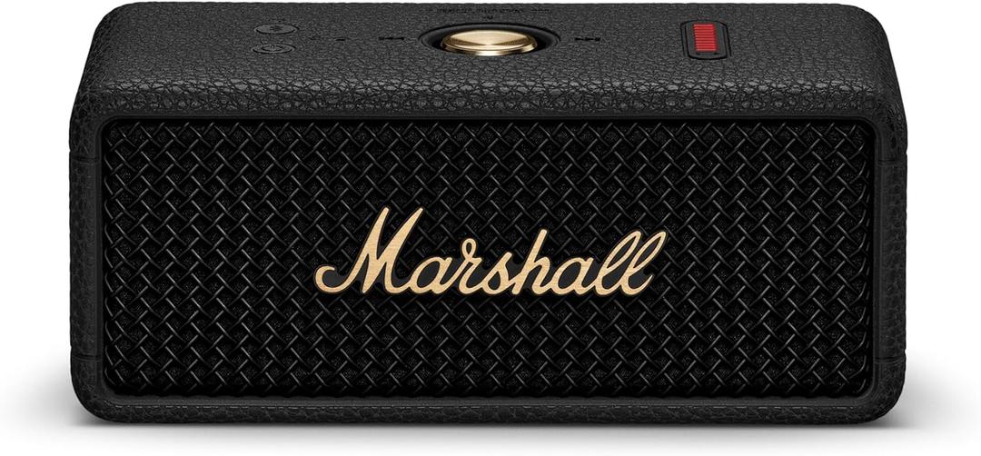 Marshall Emberton III Portable Bluetooth Speaker - Rugged Waterproof IP67 Design | Loud Stereo Sound, Deep Bass with 32+ Hr Playtime | Compact and Wireless for Travel and Outdoors - Black & Brass (One Size)