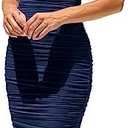 PRETTYGARDEN Summer Off The Shoulder Ruched Bodycon Dresses Sleeveless Sexy Party Club Midi Dress, Size: S, Blue