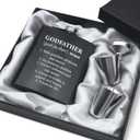 7oz Engraved Hip Flask Set for Godfather - "Will You Be My Godfather?" Thoughtful Godfather Proposal Gifts, Baptism to Father's Day Present from Godchild