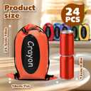 2 x pynogeez 24 Pcs Drawstring Gift Bags 10 X 7 Inch Back to School 6 Colors Rainbow Reusable Crayon Drawstring Bags Preschool Graduation Gift Decorations Bulk