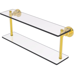 Allied Brass Washing Square Collection 22 Inch Two Tiered Glass Shelf, WS-2/22-PB