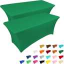 IVAPUPU 2 Pack 6FT Table Cloth for Rectangular Fitted Events Stretch Emerald Green Table Covers Washable Spandex Tablecloth Protector for Party, Wedding, Cocktail, Banquet, Festival