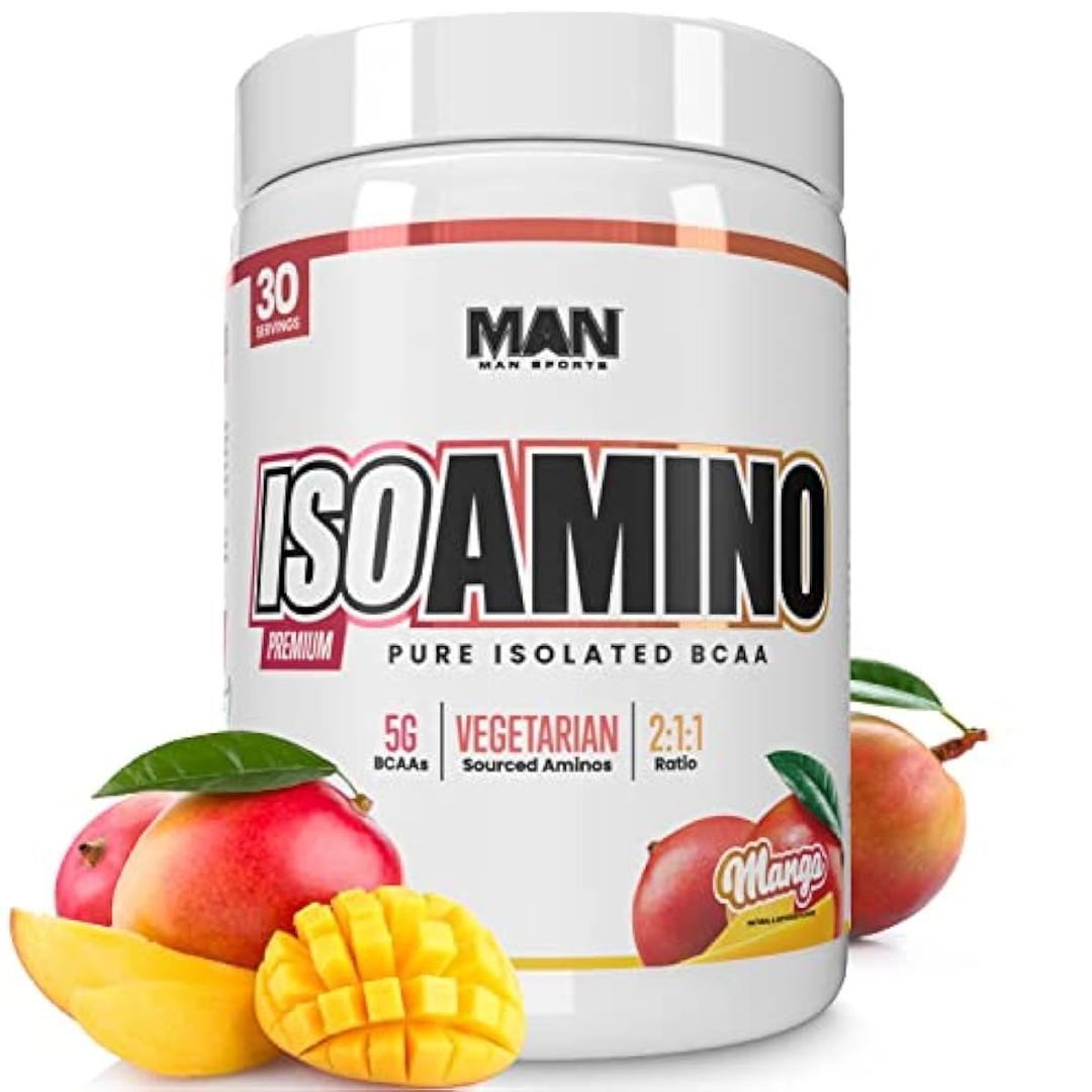 Man Sports ISO Amino Pure Isolated BCAA Powder 255 Grams - Natural Ingredients - No Fillers, No Artificial Colors - Lean Muscle Building, Calorie Free Supplement - Mango, 30 Servings. 03/2026