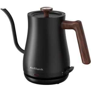 Anfilank Gooseneck Electric Kettle with Thermometer, 0.8L Small Electric Tea Kettle, 1200W Fast Heat, Precision Pour for Coffee & Tea, Auto Shut Off & Dry Boil Protection, Stainless Steel
