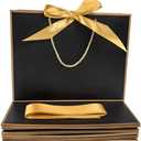 TKSBAG 12PCS Gift Bags Medium Size with Handles, 12.5 x 9.8 x 4.3 In Black Gold Thank You Bags with Bow Ribbon for Wedding, Birthday, bridesmaid, Groomsmen, Party Favors, Valentine