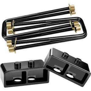 HHCSOP 2" Rear Lift Block Kit for F150, 2 inch Rear Leveling Lift Kits Compatible with 2004-2022 Ford F-150 2WD 4WD, with Extended U-Bolts Set and Square Leaf Spring Axle