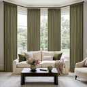MIULEE Pinch Pleated Thick Linen Curtains 90 Inch 4 Panels Set Back Tab Memory Trained Pinch Pleat Semi Sheer Light Filtering Curtains Let Light in Window Drapes for Living Room Bedroom Olive Green, 40"W x 90"L