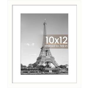 upsimples 10x12 Picture Frame, Display Pictures 7x9 with Mat or 10 x 12 Without, Wall Hanging Photo Frames, White, 1 Pack
