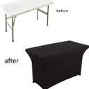 LZY Spandex Fitted Stretch Table Cover for 4ft or 6ft or 8ft Folding Table, Rectangular Cocktail Tablecloth, Perfect for Party or Banquet (4FT Black)