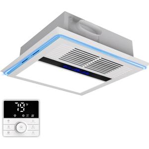 4 in 1 Bathroom Exhaust Fan with Heater and Light, 2800W Heater, 211CFM, 5-Color Mood Lighting, Low Noise, with Wall Control for Bathroom and Toilet