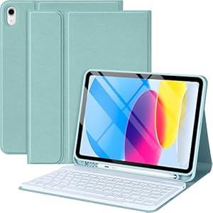 COO for iPad A16 11th 10th Generation Case with Keyboard, Detachable Wireless Bluetooth Keyboard Case with Pencil Holder for iPad 11 inch 2025 10th Gen 10.9 Inch 2022, Lake Blue