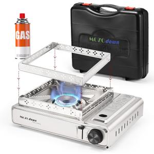 Camping Stove with Carrying Case, 10500 BTU Portable Butane Gas Stove, Automatic Ignition Single Burner Gas Stove for Outdoor Cooking, Camping, Picnics, Hiking, Fishing, BBQ