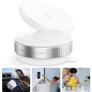 Latest Magnetic Car Phone Holder Ultra Vacuum Suction Cup Phone Mount Magnetic Car Mount Cell Phone Holder for Your Car Accessories for iPhone 15 14 13 12 Android (White)