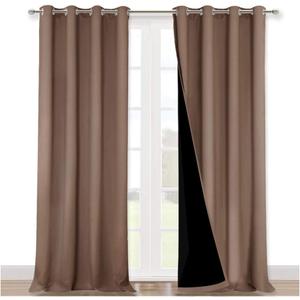 NICETOWN Full Shading Curtains 90 inches Long 2 Panels Set for Windows, Super Heavy-Duty Black Lined Blackout Curtains for Bedroom, Privacy Assured Window Treatment (Cappuccino, 52 inches W)