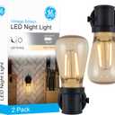 GE Vintage LED Edison Night Light, Plug-in, Dusk to Dawn, Farmhouse Decor, Mood Lighting, Home Decor, Ambient Lighting, LED Lights for Bedroom, Bathroom, Kitchen, Hallway, Black, 2 Pack, 71349