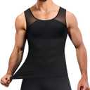 TAILONG Compression Shirt Men Shapewear Slimming Body Shaper Vest Workout Tank Top Undershirt (X-Large, Black)