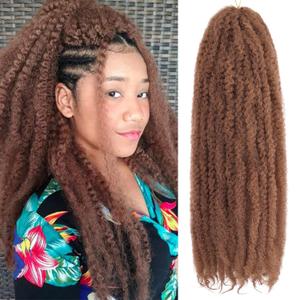 8 Packs 24 Inch Marley Twist Crochet Hair Brown Marley Braiding Hair Crochet Braids Long Pre-Separated Springy Afro Kinky Twist Hair for Faux Locs Crochet Braiding Hair Extensions 30#
