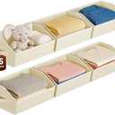 Large Closet Organizers and Storage Bins - 6 Pack Trapezoid Storage Baskets for Shelves, Foldable Fabric Baskets with Handles Ideal for Closet, Basket, Wardrobe and Shelf Storage, Beige