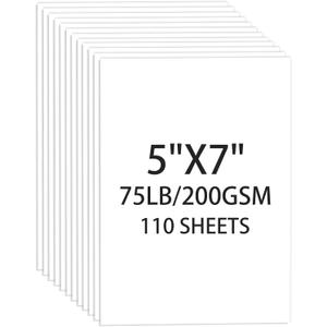 Cardstock 5x7, 110 Sheets, White Card Stock, 5x7 Cardstock Paper, 75lb/ 200gsm Heavyweight Blank Cards for Printer,DIY,Wedding Invitations, Thankyou Cards, Postcards