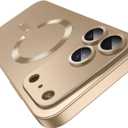 Misscase Magnetic for iPhone 17 Pro Case,Comes with Camera Lens Protector,Compatible with Magsafe,Soft TPU Full Protection Slim Smooth Bumper Shockproof Phone Cover Gold