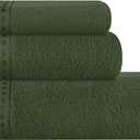 GLAMBURG Ultra Soft 3 Pack Cotton Towel Set, Contains a Bath Towel 28x55 inch, a Hand Towel 16x24 inch & a Wash Coth 12x12 inch, Ideal Everyday use, Compact & Lightweight - Olive Green