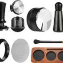 7 PCS Espresso Accessories,Espresso Tamper Tools,WDT Tool Espresso Machine Accessories Kit,Coffee Tamper with Wood Espresso Tamping Station,Distributor,Stirrer,Dosing Funnel,Brush,Puck Screen (54mm)