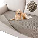 H.VERSAILTEX Plush Chenille Pet Couch Cover Thick Soft Sofa Cover for 3 Cushion Couch Anti Slip Couch Cover Furniture Protector for Dog, Pet, Cat (35" x 74", Taupe)