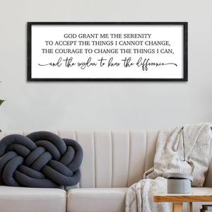 Surfapans Serenity Prayer Bible Verse Sign Wall Decor 32"12" God Grant Me Christian Inspiraional Quotes Large Wood Framed Hanging Art (Black)