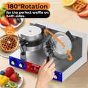 Commercial Belgain Waffle Maker - Rotating Double Waffle Maker w/Non-stick and 1.2 in Thick, Filp Belgian Waffle Machine w/ 122-572℉ Temp Range and Timer, Stainless Steel Waffle Iron, 2400W