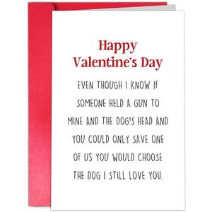 2 x TQDaiker Funny Valentines Day Card for Boyfriend Husband, Dog Valentines Day from Girlfriend Wife, Happy Valentines Day for Him Her