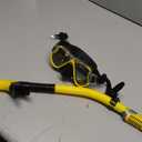 Greatever Dry Snorkel Set,Panoramic Wide View Anti-Fog Scuba Diving Mask,Professional Snorkeling Gear for Adults Kids (Small, Black Yellow)