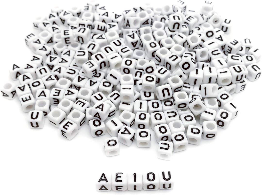 Amaney 250pcs Vowel Letter Beads A E I O U 66mm White Cube Acrylic Letter Beads for Jewelry Making Bracelets Necklaces Each 50 Pieces Amaney 250pcs Vowel Letter Beads A E I O U 66mm White Cube Acrylic Letter Beads for Jewelry Making Bracelets Necklaces Each 50 Pieces