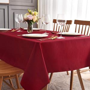 maxmill Jacquard Table Cloth Swirl Pattern Spillproof Wrinkle Resistant Heavy Weight Soft Tablecloth for Kitchen Dinning Tabletop Decoration Outdoor Picnic Rectangle 52 x 70 Inch Red