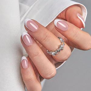 CurvLife Oval French Press On Nails Short Classic Soft Gel Salon Quality False Nails with Glue, Long Lasting Daily Nail Tips for Women